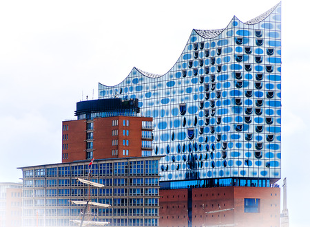HAMBURG, GERMANY-JULY 14, 2019: The Elbphilharmonie (Elbe Philharmonic Hall) in the Harbor City quarter of Hamburg, one of the largest and most acoustically advanced concert halls in the world.のeditorial素材
