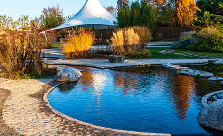 The spa gardens with waterways in Bad Saulgau, Germany