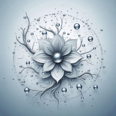 Illustration of abstract floral background with water drops, element for designの素材