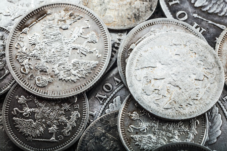 Silver coins of 19 and 20th eyelid of a dynasty of tsars Romanov
