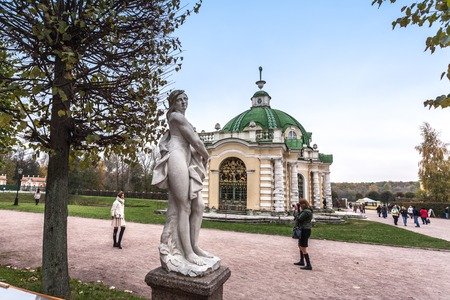 Moscow, Russia - October 17, 2015: Country estate of the count Pyotr Sheremetev in Kuskovo. Lodge Grotto, 1755-1761 of construction. Storage of female beauty. In digital or a stone?のeditorial素材
