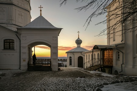 Pereslavl-Zalessky, Russia - November 28, 2015: Nikitsky Monastery, is founded in 1010. Entrance to Church of the Annunciation of the Blessed Virgin.のeditorial素材