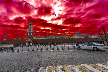 Moscow, Russia - October 14, 2015: Moscow Kremlin and Red Square. The imagination on color of clouds...