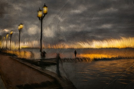 girl at sunsetの写真素材