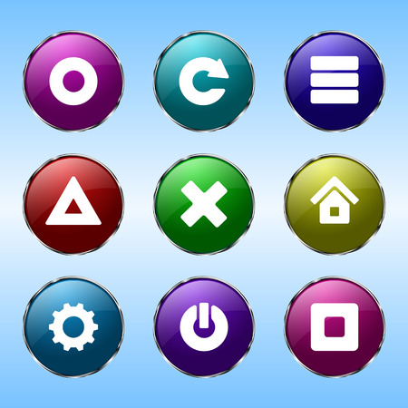 Nine colored buttons for sites. Vector illustration.のイラスト素材