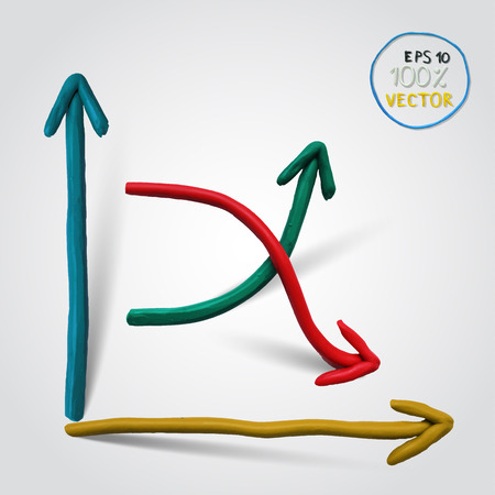 Plasticine modeling. Vector illustration plasticine line chart.のイラスト素材