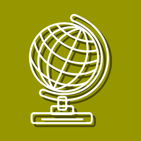 Linear icon of globe for use in icon or web design. Often used for back to school design, stationery stores. Modern vector illustration for web store and mobile app.のイラスト素材