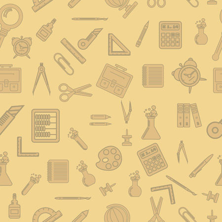 Vector illustration of school supplies in the seamless texture. It can be used as packaging design and decoration magazine articles.のイラスト素材