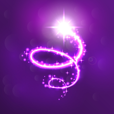 Glowing magic spiral salute and firework with sparkle stars. Festive, bright firework for collage and design brochures, poster, wrapping paper, greeting card. Vector illustration.のイラスト素材