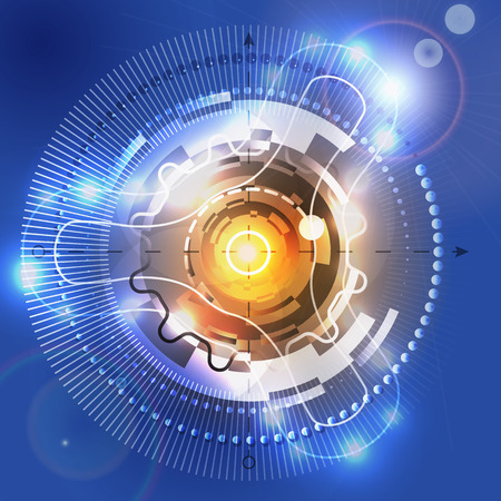 Background with circular abstract spaceship design, vector illustration.のイラスト素材