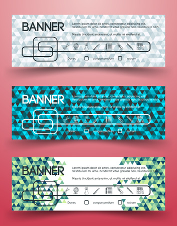 Bright Colorful Triangle Banners. Abstract geometric Texture. Triangle Mosaic Colored Banner Design.のイラスト素材
