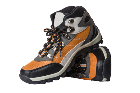 Winter Men's shoes snowmobiles on a white background. isolateの写真素材