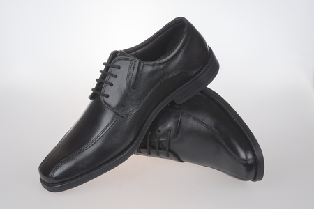 Black evening leather men's shoes for businessの写真素材
