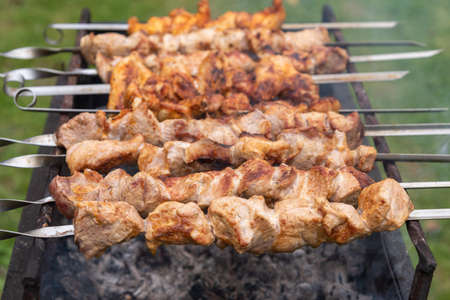 Outdoor barbecue on the grillの写真素材