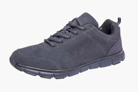 Men's dark gray faux suede trainersの写真素材