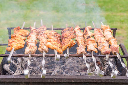 Outdoor barbecue on the grillの写真素材
