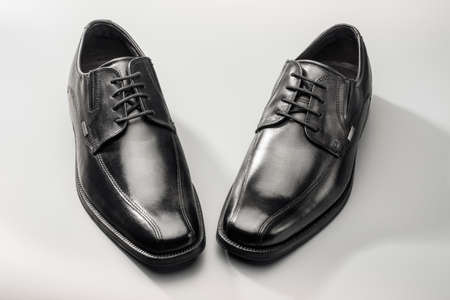 Black evening leather men's shoes for businessの写真素材