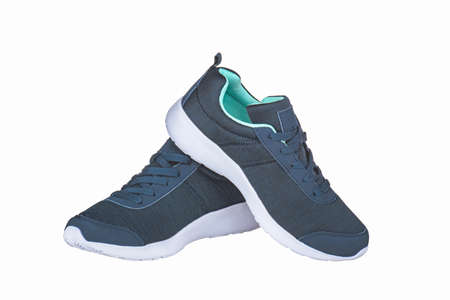Dark blue snickers with a white sole and peppermint liningの写真素材