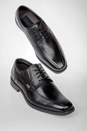 Black evening leather men's shoes for businessの写真素材