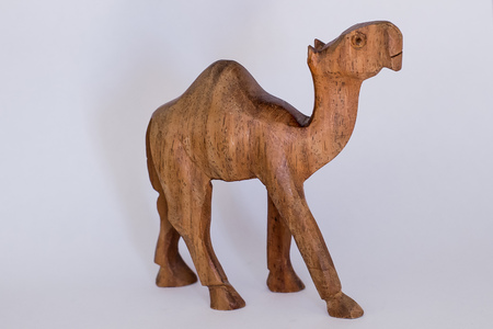 Wooden figurine on a white background, camelの写真素材