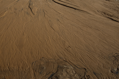 Texture of river sand with traces of water flows
