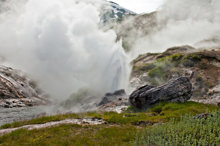 Operating geysers in Russia on the peninsula of Kamchatkaの写真素材