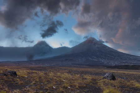 Volcano eruption. Russia,Kamchatka Peninsula. 
The volcano of Klyuchevskaya sopka. (4800 m) is the highest active volcano of Eurasia.の写真素材