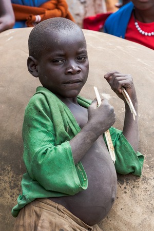 16nd February 2009. Children in the village of pygmies on the lake Bunyoni in Ugandaのeditorial素材