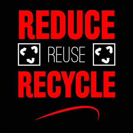 Reduce Reuse Recycle sign on black background. Vector illustration.のイラスト素材