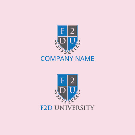 Bachelor F, 2, D, or U icons. Vector colorful Logo Template. Beautiful badge design for University, high school education graduates in maritime science, law, study, universityのイラスト素材