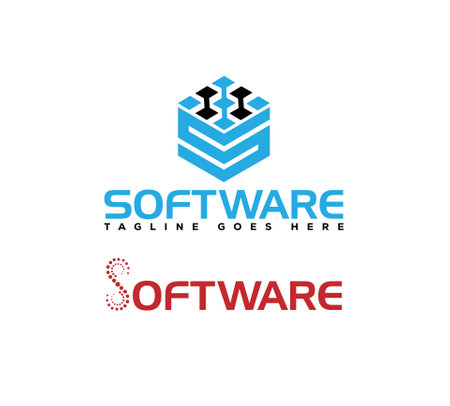 S Letter Pixel Motion Logo Design Template and S letter technology logoのイラスト素材