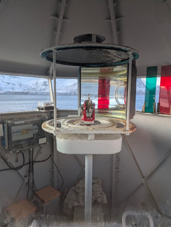 Inside an Old Lighthouse with Lensの写真素材