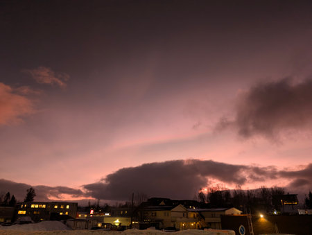 Dramatic Pink and Purple Sunset Skyの写真素材