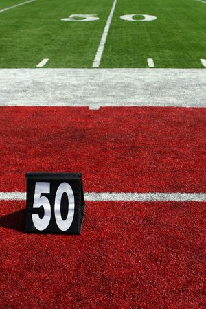 vertical image of 50-yard line marker