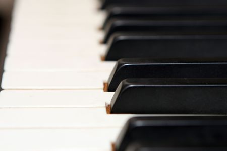 horizontal image of piano keys with shallow DOFの写真素材