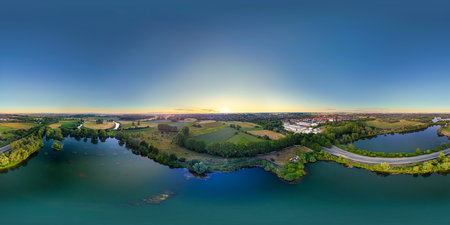 Sphering 360 degrees Seamless panoramic species in an equivalent projection, a panorama of a natural landscape in Germany. Content VRの写真素材