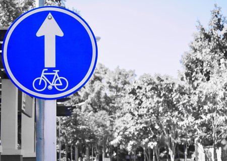 Signs of bike paths. /Make colorful as some. /Selective focus.の写真素材