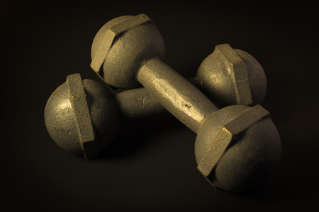 Dumbbell Weights Black Backgroundの写真素材