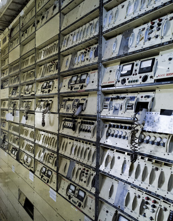 old analog transmission telephone equipment no longer in use taken 2014のeditorial素材