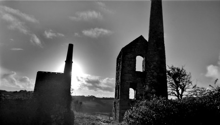Mines in Cornwall taking during sunrise HDR images showing 2 tin mines in 2013の写真素材