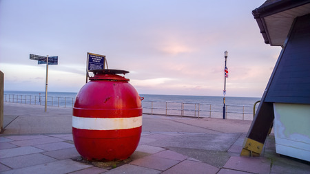 Old naval mine shown by teingmouth pierの写真素材