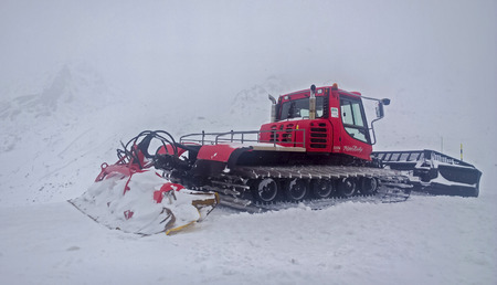 Val Thorens, France -  January  16, 2015: Showing the side of a piste bully at Val Thorens Ski Resort.のeditorial素材