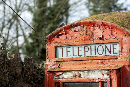 GPO phonebox with some colours removed, on a overcast dayの写真素材