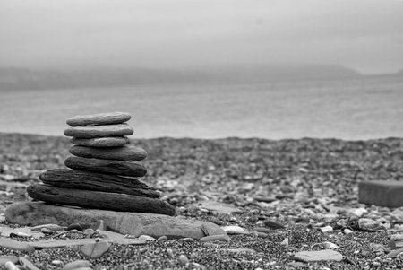 pebbles and stones on a beach in devon ukの写真素材