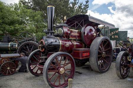 Wadebridge Cornwall UK June 6 2015  Old fashioned Steam powered traction engineのeditorial素材