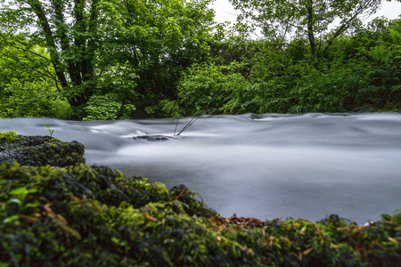 Long exposure of a stream in a rural settingの写真素材