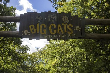 Longleat, Wiltshire, UK September 25th 2015 - Showing a big cats information sign at the Longleat safari parkのeditorial素材