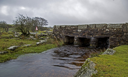 Showing a high stream river on dartmoor, england UKの写真素材