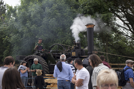 Wadebridge, Cornwall, UK, June 11 2016 - Old fashioned Steam powered traction engineのeditorial素材