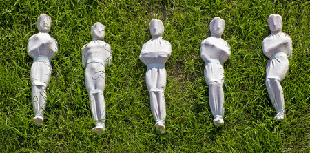 Exeter, Devon, UK, July 6 2016 - Showing an arists recreation and installation at a public park, symbolising the 19240 troops that died on the first day of the battle of the somme by creating 19240 individual, see http://www.thesomme19240.co.uk/のeditorial素材